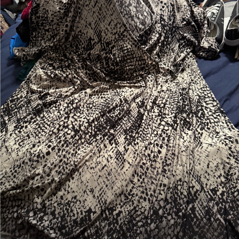 Chic Black and White Animal Print Dress